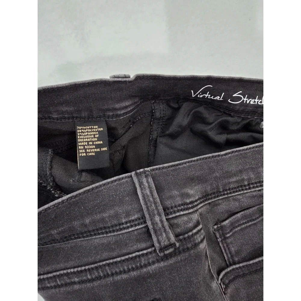 DG2 Diane Gilman Lace Up Ankle Crop Jeans 8P Black Denim High Rise Goth